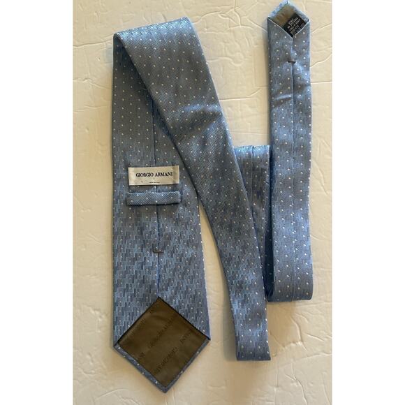 Giorgio Armani Blue Microdot 3.75” Silk Men’s Tie Made In Italy Necktie Designer - Picture 5 of 10